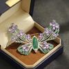 High-end Full Diamond Green Butterfly Brooch Elegant Exaggerated Niche Insect Pin Design Sense Versatile Insect Corsage Female