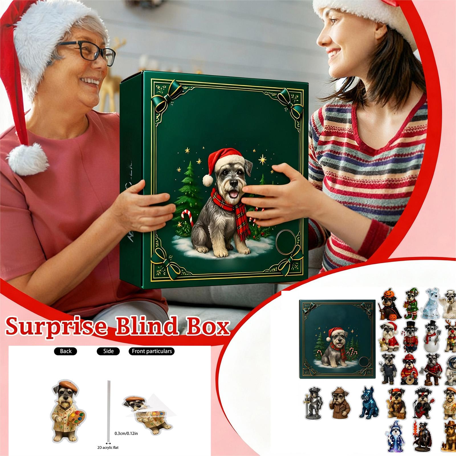 

Адвент-календарь Шнауцера, 2D акриловая фигурка, украшение для рождественской елки, подходит для рождественских украшений One Size