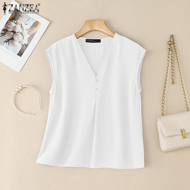 ZANZEA Women Casual V-Neck Summer Sleeveless Tank Tops