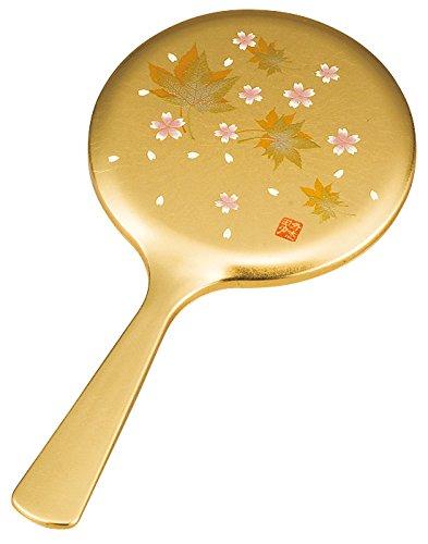 Nakatani Brothers Company Yamanaka Lacquerware Elegant Hand Mirror Gold Leaf Hana Kasumi 34-0720