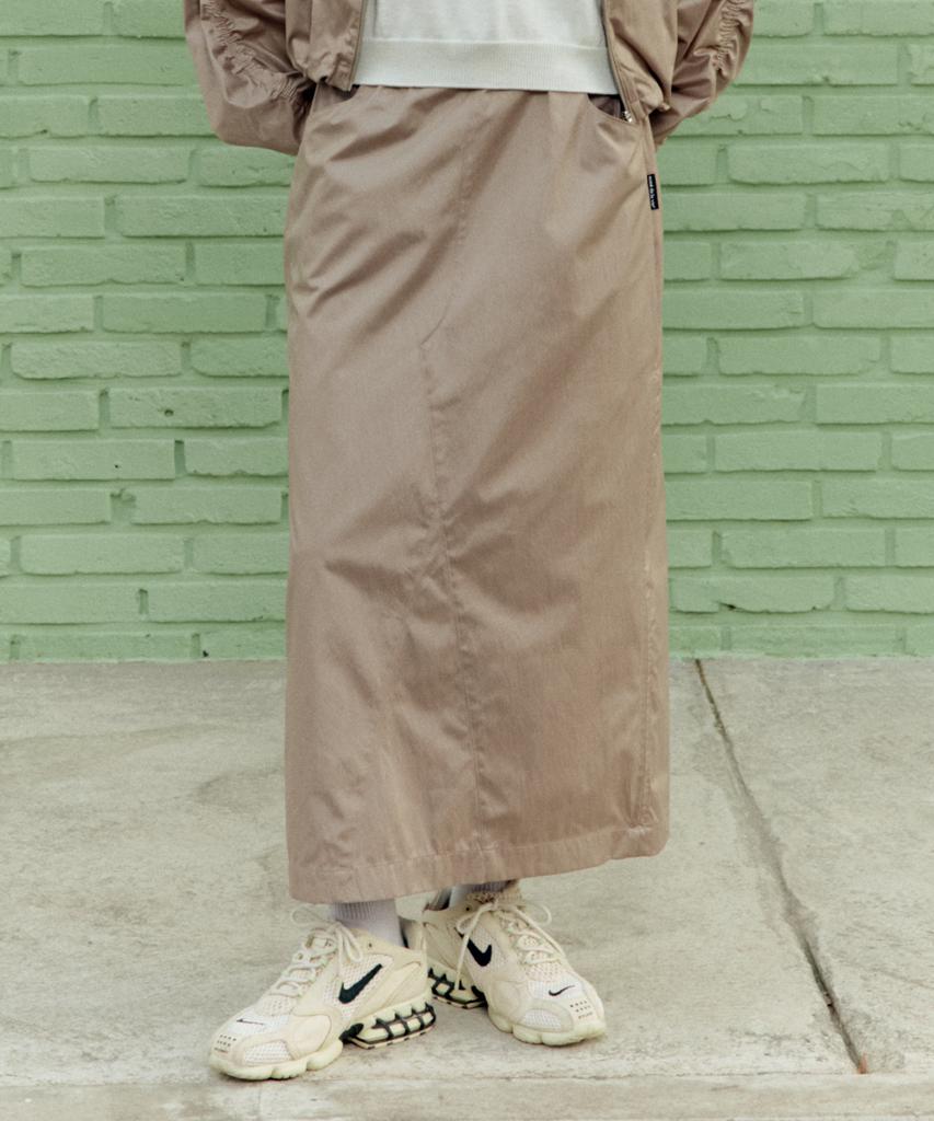 Acme Dravi Woman Nylon Shirring Long Skirt (2 Color)