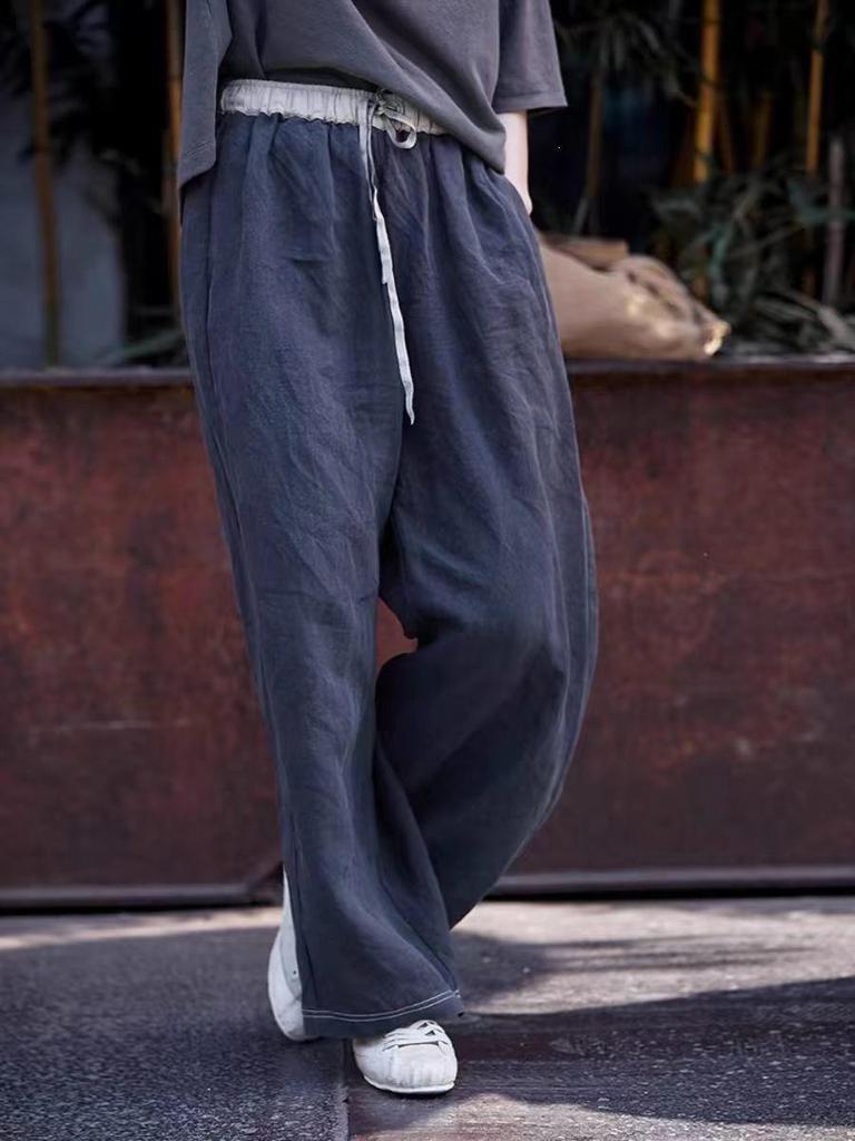 Women's Retro Summer Patchwork Elastic Waist Casual Pants
