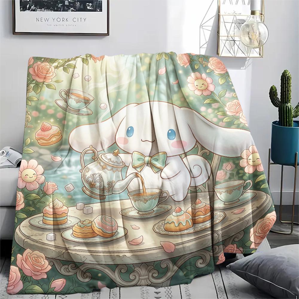 1PC Cinnamoroll Print Flannel Blanket, High Quality All Seasons, Home Decor, Warmth and Comfort, Perfect for Christmas Gifts