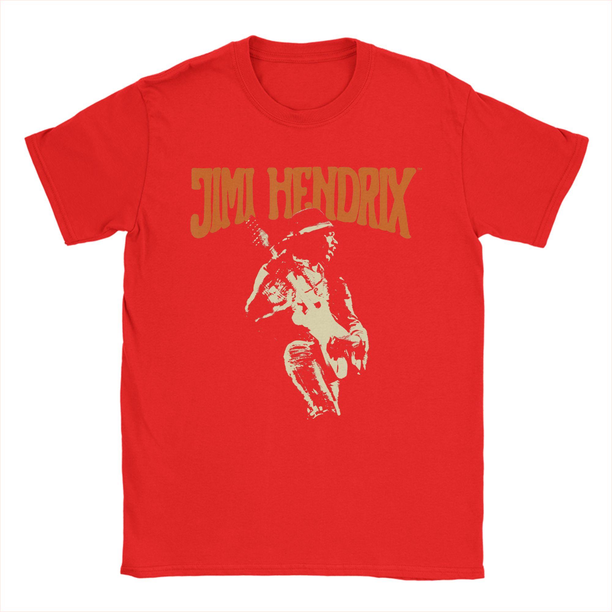 Men Jimi Hendrix T Shirt Pure Cotton Tops Vintage Short Sleeve Round Neck Tees Graphic Printed TShirts S