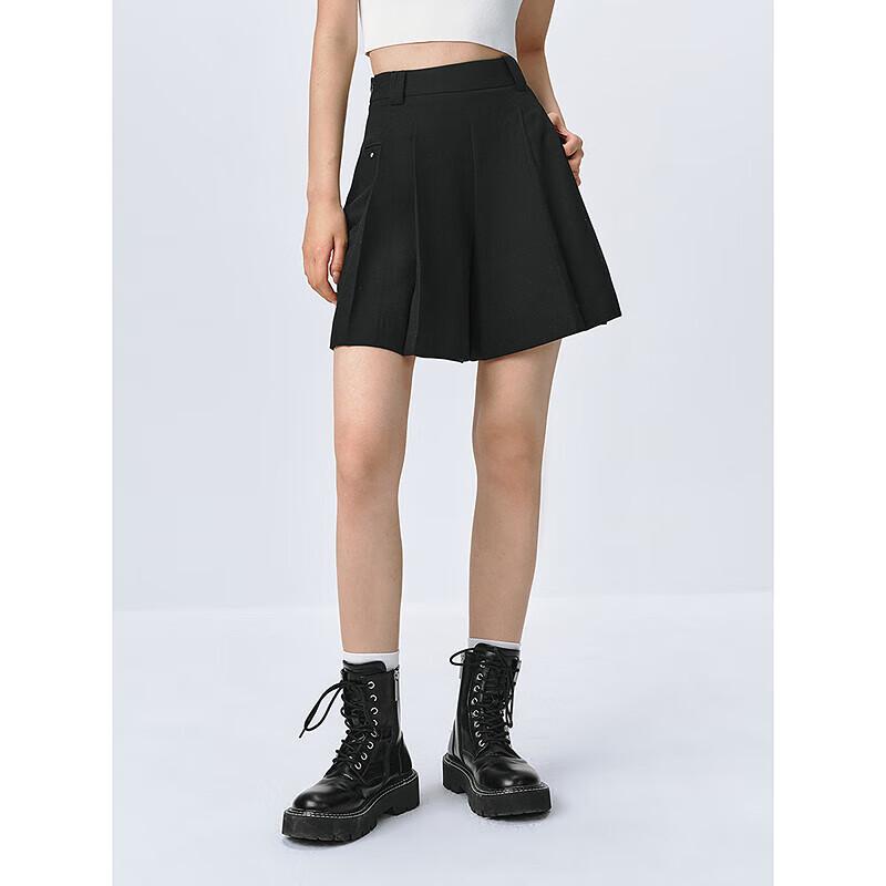 PEACEBIRD Dámské módní plisované A-liniové šortky se širokými nohavicemi