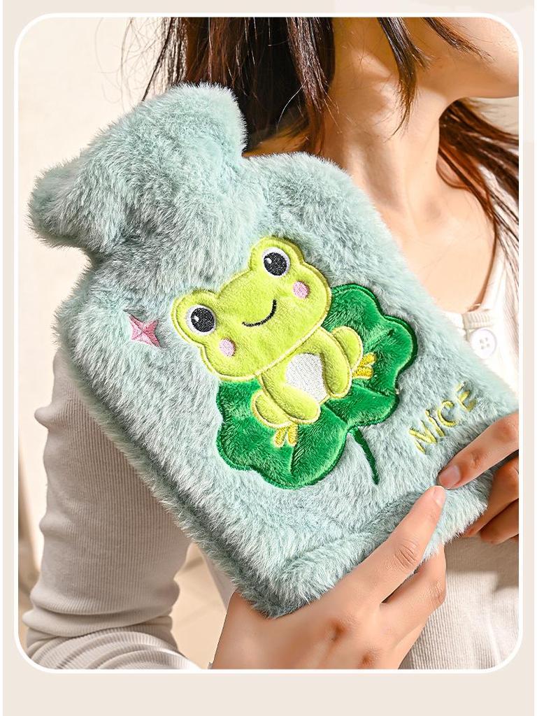 Cartoon Flannel-Covered Thick Plastic Hot Water Bottle - Winter Bed & Hand Warmer for Girls
