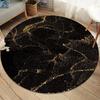 Luxurious Black Gold Marble Round Area Rug Soft Non-slip Carpet Nordic Style Home Decor Floor Mat for Living Room Bedroom