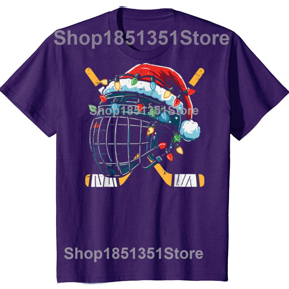 Funny Christmas Ice Hockey Xmas Graphic Tshirts Men Womens Fashion Casual Tshirt 100 Cotton Loose Oversized T Shirt