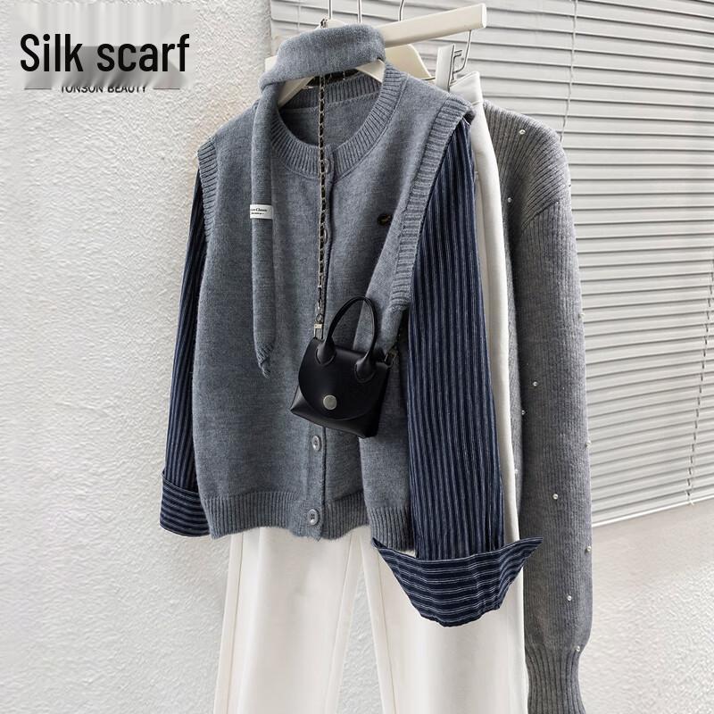 

Sibashe Women s Color Block Knit Cardigan One Size