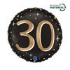 Foil Balloon, Round, 30th Birthday, Black-Gold, - 46Cm