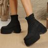 Fashion 2025 Fashion Soft Faux Suede Wedges Boots Women Solid Color Platform Ankle Boots Woman Casual Slip On Chunk Heel Booties Mujer