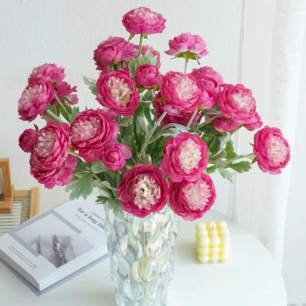 3 Heads Silk Peony Bouquet Single Branch Simulation Flower New Elegant Artificial Flowers