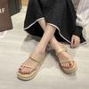 Fashion Pull-toe Slippers Women To Wear Outside Summer New Square Toe  Slippers Wedges Thick Sole Sandals for Women Casual Flip Flops