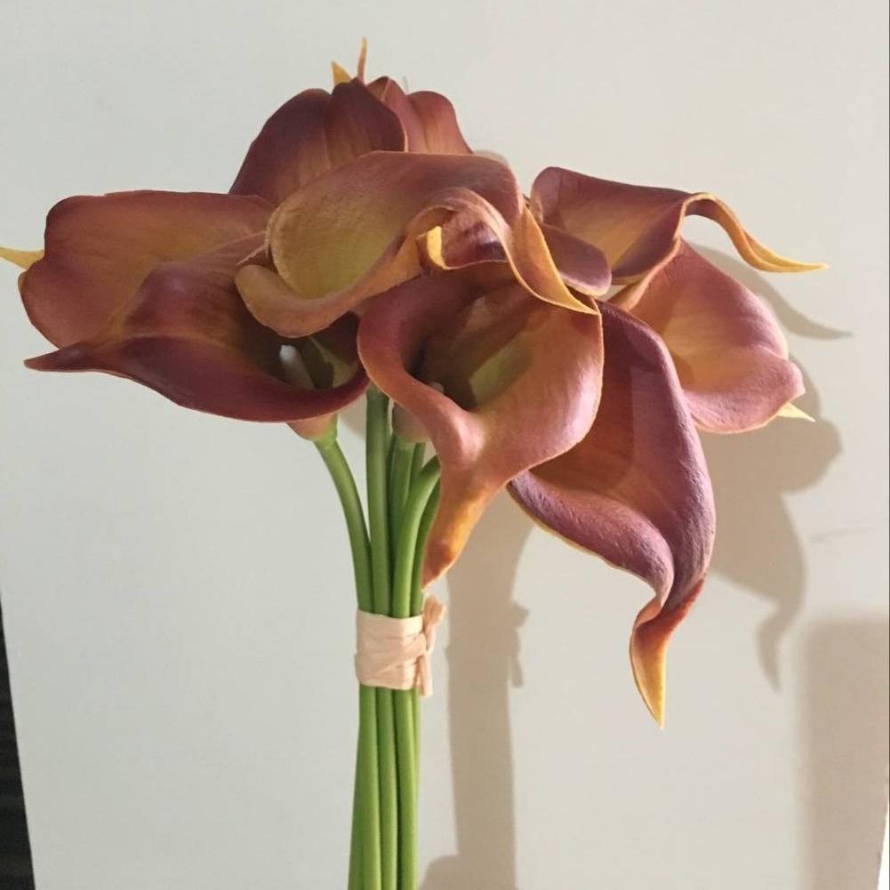 5PCS White PU Fake Flower Artificial Calla Lily for Home Decor Wedding Bridal Bouquet Home Table Flower Bouquet Decor 36CM