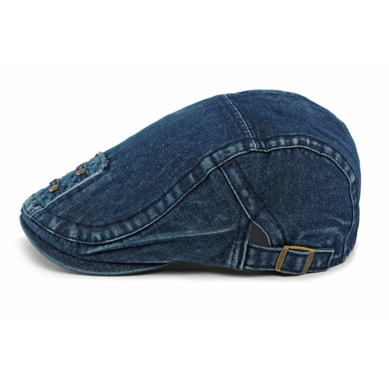Denim Hat Women Beret British Vintage Forward Hat Men's Peaked Cap