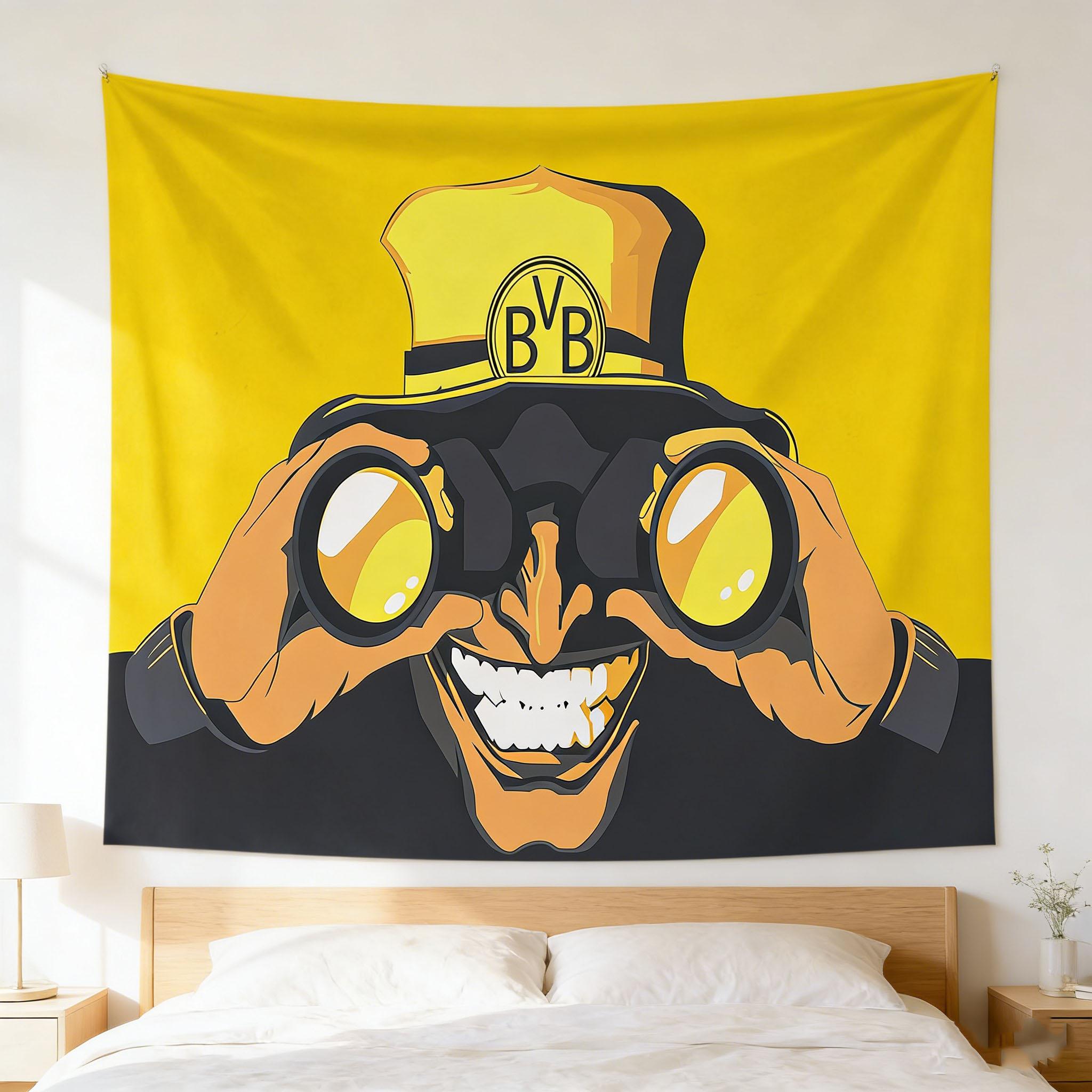 

PinSoccer Fans Themed Tapestry Yellow Black Color Block Wall Art Inspirational Poster for Room Bar Decoration 74x94cm(29x37in)