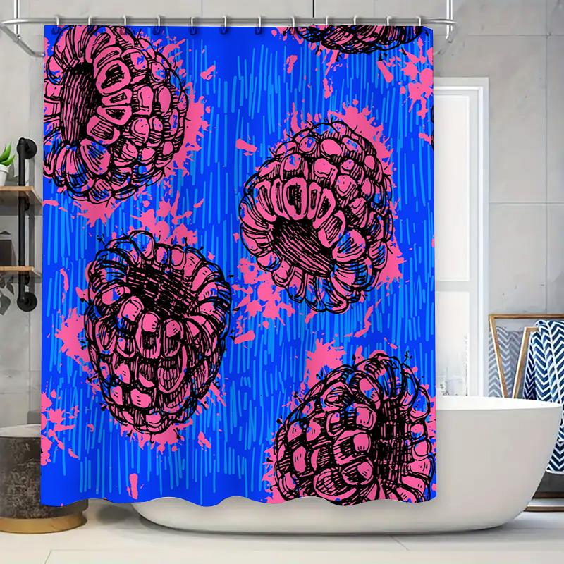 Blue Pink Modern Shower Curtain featuring Pineapple Design Waterproof Bathroom Decor for Home Use 90x180cm