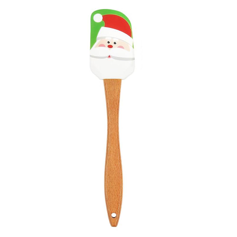 4 Pcs Christmas Silicone Spatula, , Christmas Spatulas with Wooden Handle for Baking, Supplies for Cooking, Gifts and Decoration