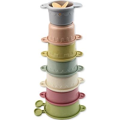 Joy Kids Colorful Multifunctional Caterpillar Cup Stacking Bath Play, Mixed Colors, 1 Set, Korean Baby Products