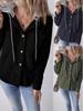 Women's Autumn Winter Hooded Jacket - Comfortable Long-Sleeve Button-Up Sweatshirt