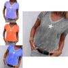 Stylish Women V-neck T-shirt Casual Loose Star Summer Shirts Solid Short Sleeve Perfect For Outdoor Activities