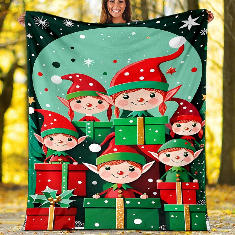 Christmas Santa Claus Theme Printed Blanket - Perfect for Couch, Bed, Travel & Outdoor Use | Machine Washable, Cozy & Durable.