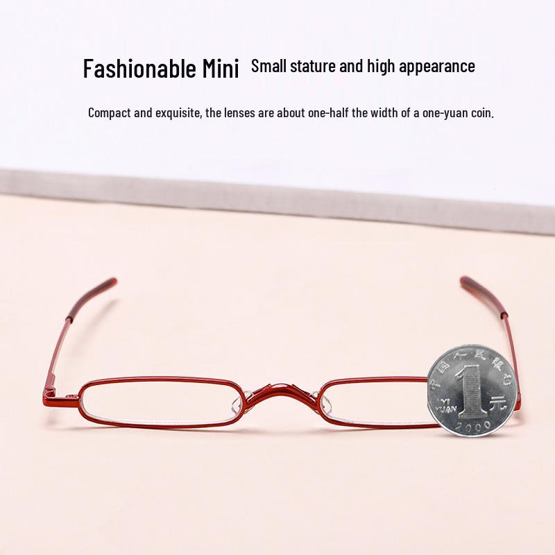 Ultra-Light Unisex Mini Metal Reading Glasses with Pen-Holder Design for High-Definition Vision