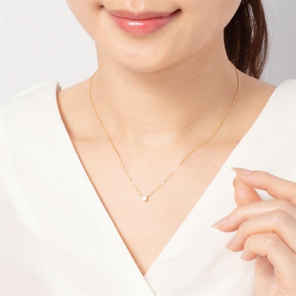 Diamond with Appraisal 18K Yellow 111911123006 [Official] 4℃ (Yondoshi) Necklace, Approx. 0.15ct, Card, Women's, Gold,