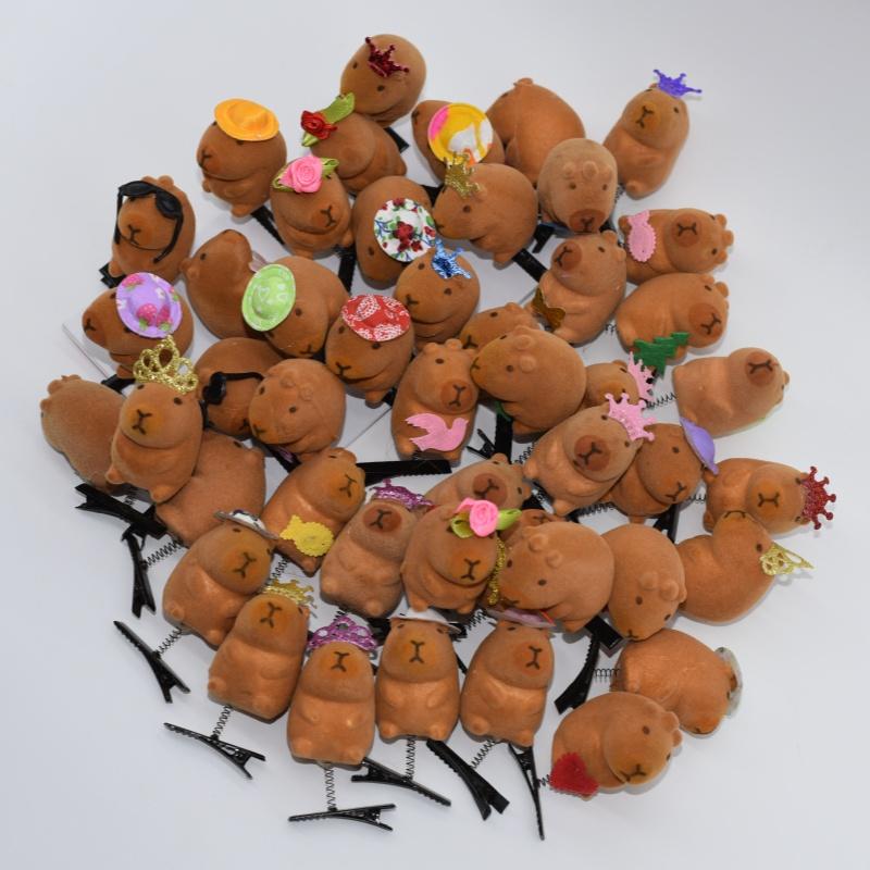 10-100PCS Kawaii Bow Tie Little 3D Capybara Hairpin Spring Clip Duckbill Clip Bangs Clips Side Clips Headwear Hair Accessories