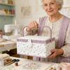 Sewing Basket Organizer Multi-Compartment With Removable Tray Handle Vintage Sewing Basket Portable Case For Thread Needles