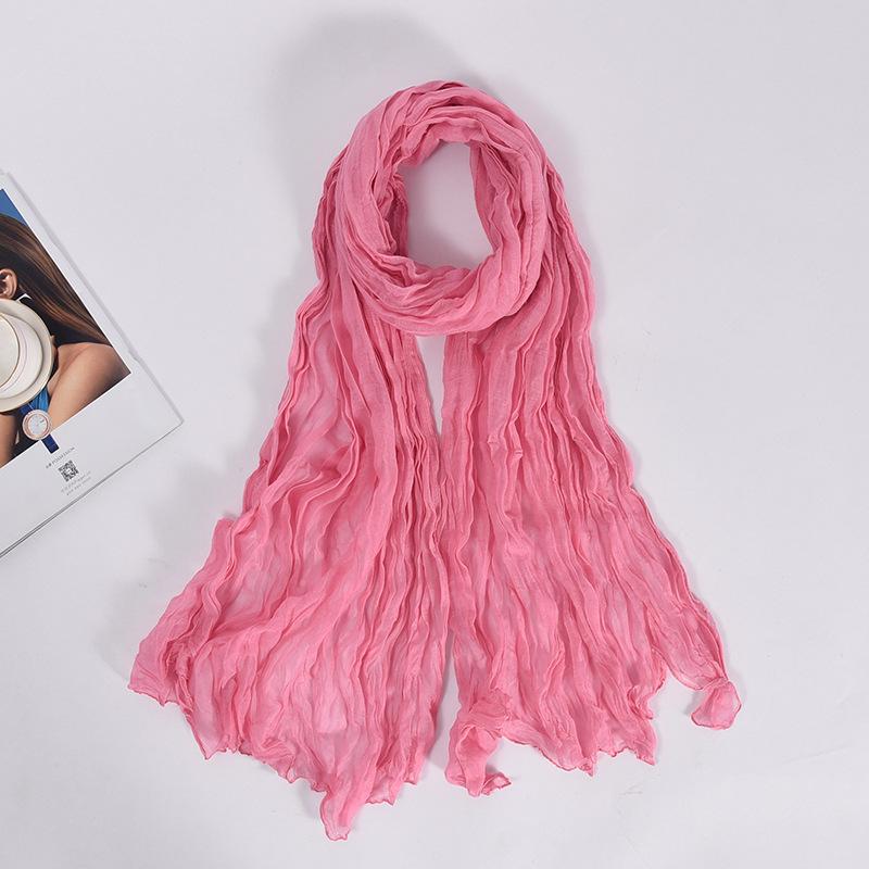 90x180cm Candy Color Wrinkle Women Scarf Vintage Fashion Retro Long Scarf Female