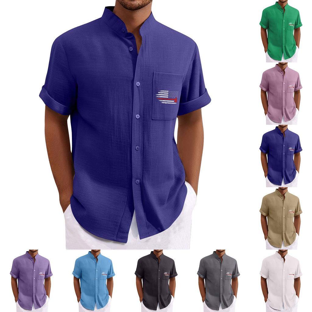 Men'S Casual Loose Short Sleeved Printed Shirt With Fashionable Top