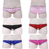 Men Briefs Sissy Silk Satin Frilly Open Hole Bikinis Crossdressing Panties Underwear