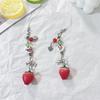 Sparkling Strawberry Beads Phone Chain Acrylic Car Keyring Cute Beaded Phone Lanyard  Girls