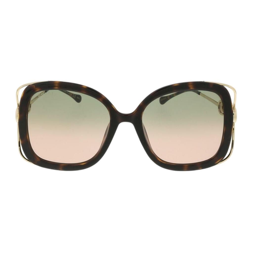 Gucci Womens Green Rose Gradient Lens Butterfly Sunglasses Women Sunglasses GG1021S-001