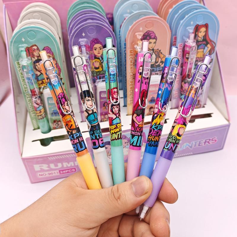Kpop Lovci démonů 0,5mm Automatická tužka Sada Hladké psaní Kreslicí tužka Kancelářské potřeby Pro studenty Anime Cosplay Potřeby Dárky