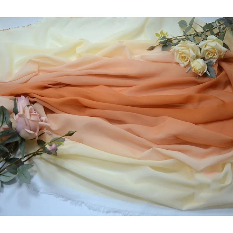 Gradient Color Organza Tulle Fabric 100D Chiffon Fabric for Diy Ancient Style Hanfu Dress Stage Dance Costume Drape Decor Craft