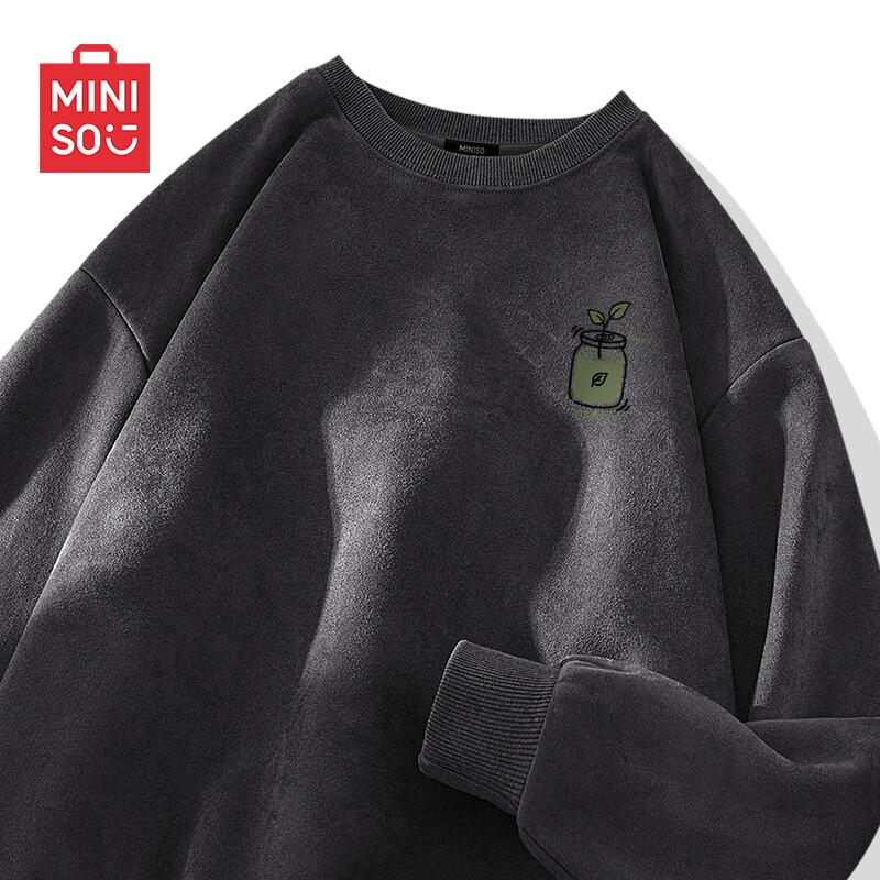 MINISO Unisex Heavyweight Suede Pullover Sweatshirt
