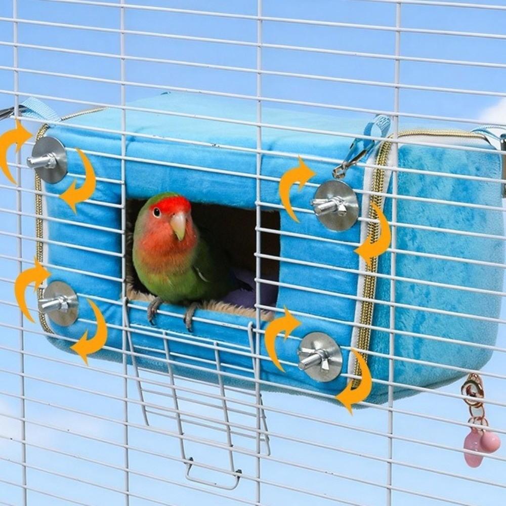 Mjuk papegojhängmatta Förtjockad Fågel Bomullsbo Spara Utrymme Fågelbur Pinne Hus för Papegoja Hamster