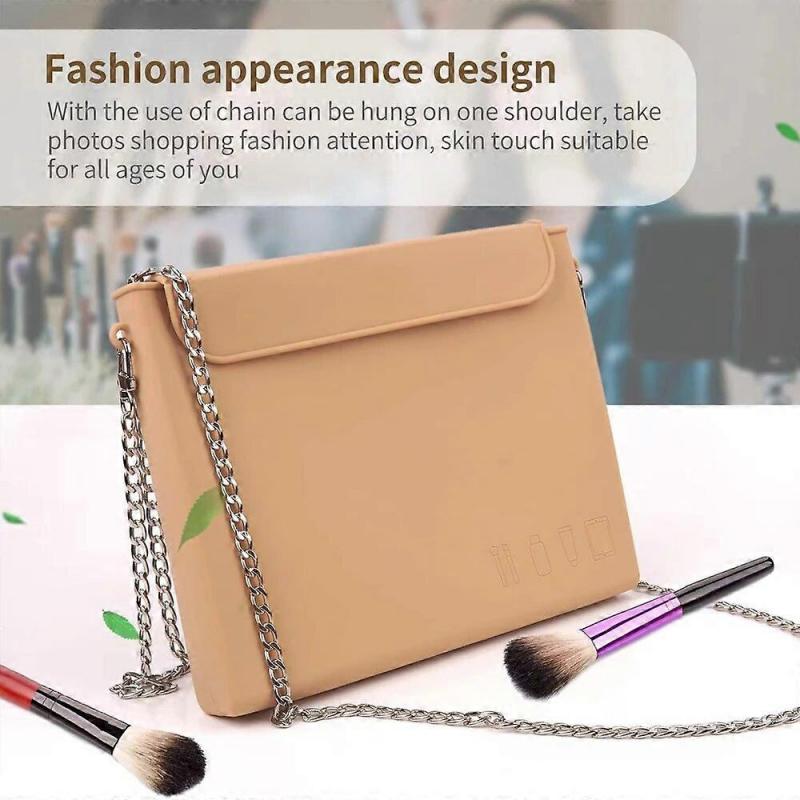 2 in 1 Silicone Makeup Bag Premium Travel Makeup Brush Holder Suitable for Most Beauty Brushes Travel Case Beauty Cosmetic Bag