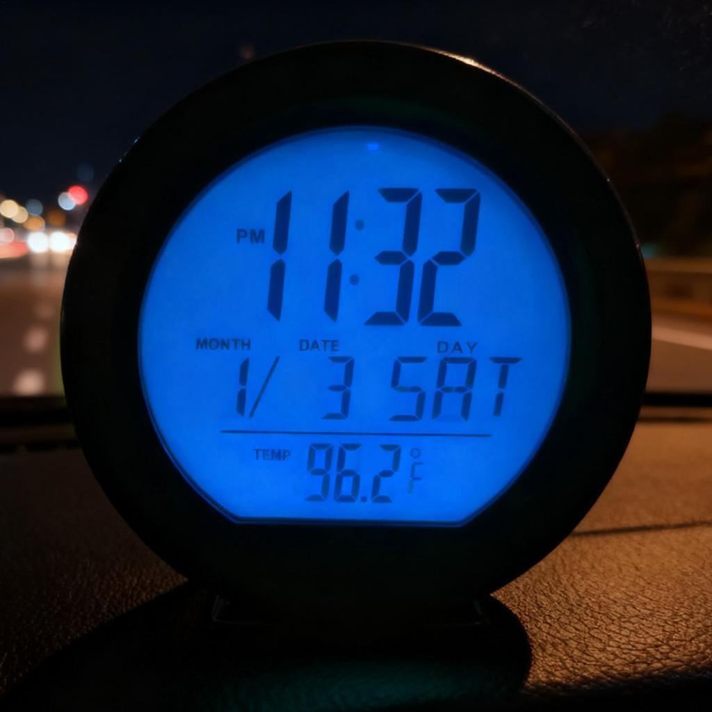 Car Clock Solar Powered Automotive Dash Clock LED Temperature Tester For Classroom Travel Table Bedside Fridge RV Shop Stove