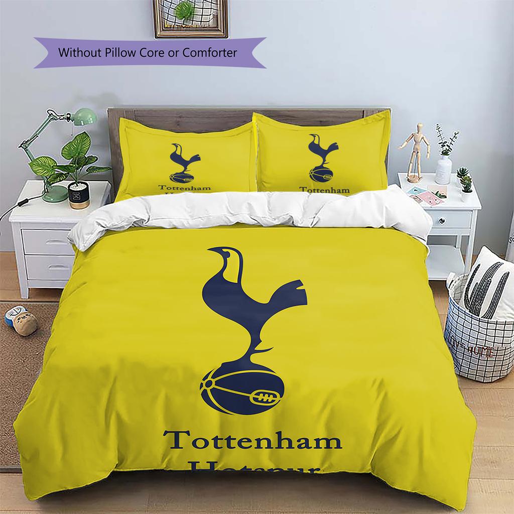 FC Tottenham Hotspur Logo Pattern Bedding Home Decoration Birthday Gift (1 * Duvet Cover + 2 * Pillowcase, Without Core)