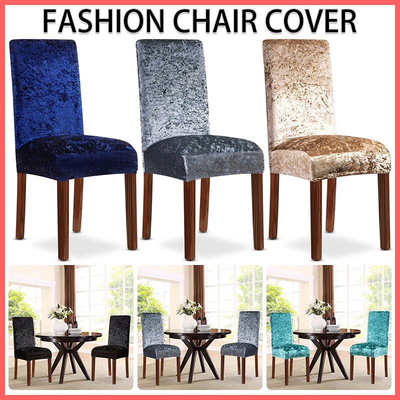Buy 1Pcs Velvet Shiny Fabric Chair Covers Elastic Slipcover Velvet Seat Covers For Kitchen