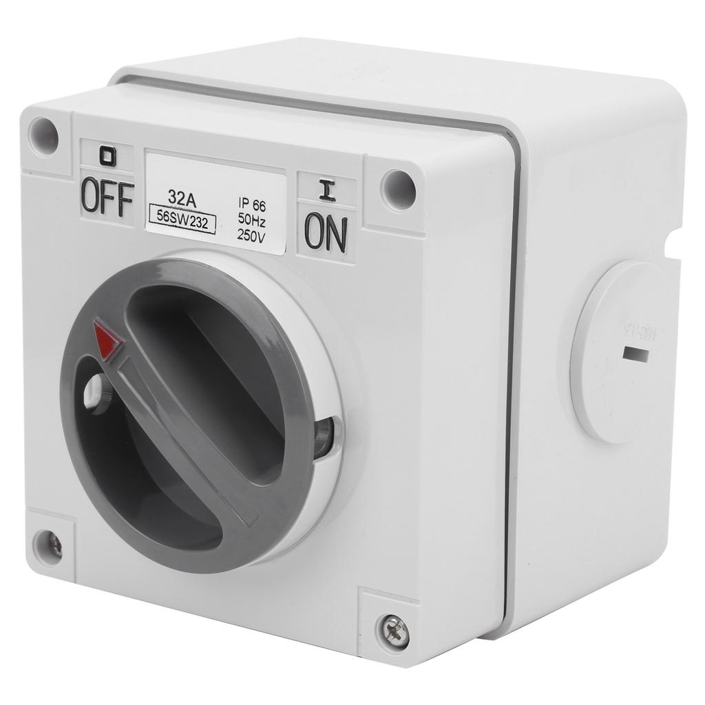Outdoor Waterproof Switch Socket Dustproof Isolation Rotary OnOff Buttons and Indicators 250V(2P32A )