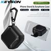 KEYSION Bluetooth Earphone Case for Samsung Buds 4 Pro Silicone+PC With Phone Stand Hook Shockproof Cover for Galaxy Buds4 4 Pro