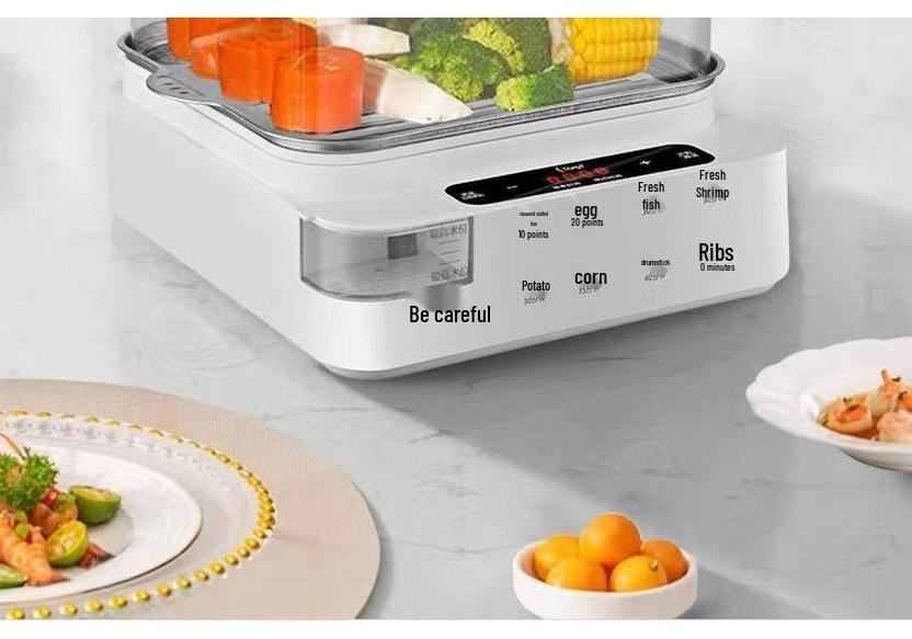Smart Electric Steamer: Multi-functional, Three-layer Breakfast Maker with Temperature Control and Auto Power Off