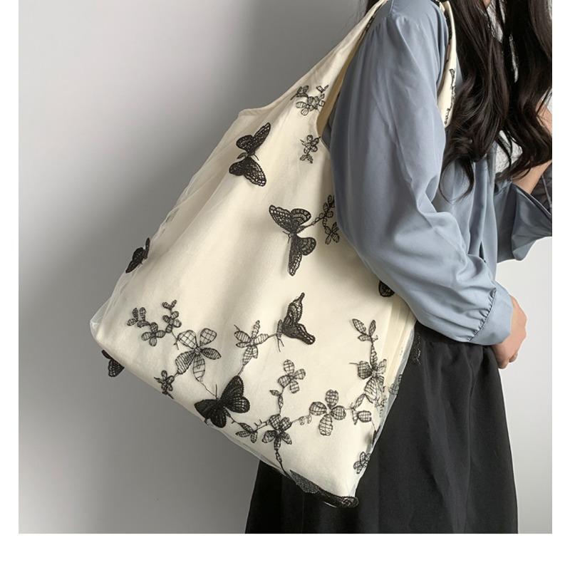 Embroidery Butterfly Leisure Travel Canvas Bag Large Capacity Shoulder Bag