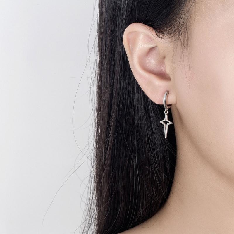 Schwarz Silber Farbe Kleine Kreuz Stern Ohrringe für Damen Mädchen Einfache Koreanische Mode Ohrstecker Ohrring Trend Schmuck