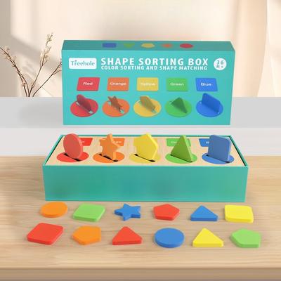 Montessori Baby Geometric Shape Classification Box Teaching Aids Kindergarten Cognitive Pairing Color Recognition Early Education Educational Toys
