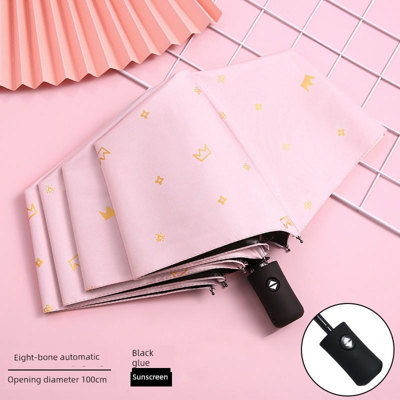 Full-Automatic Rain and Rain Dual-Use Umbrella Female Student School Special Sun Umbrella UV Black Sun-Proof UV Protection